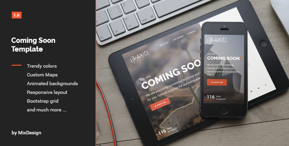 Axio - Coming Soon Template - Under Construction Specialty Pages