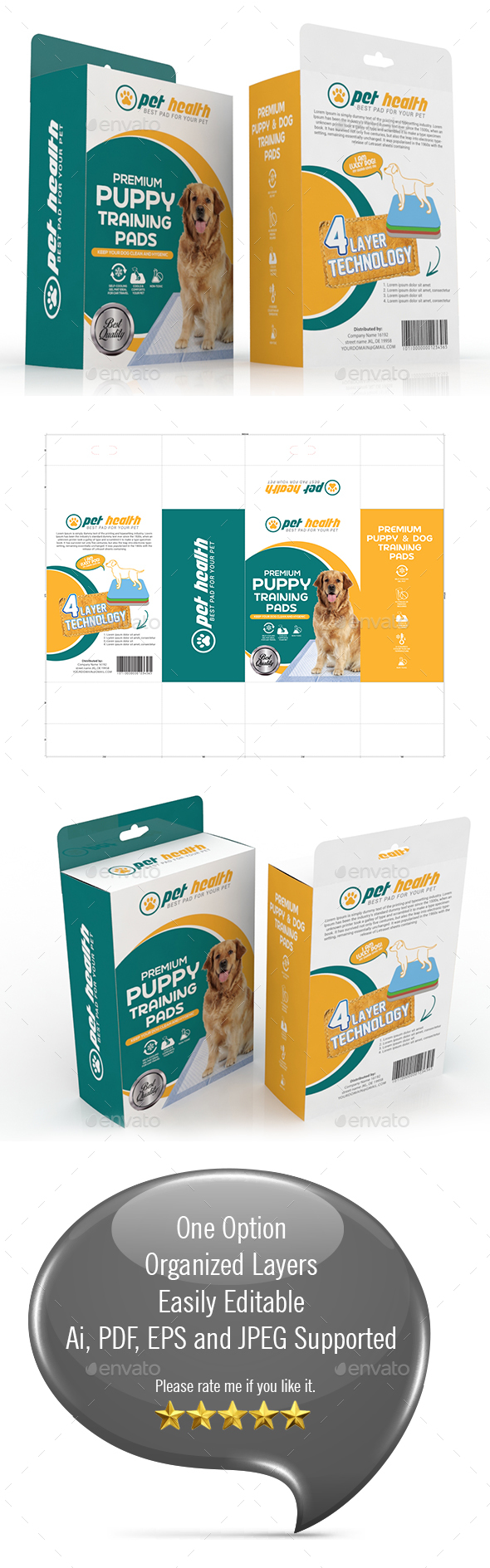 GraphicRiver Dog Training Pad Packaging Template 20323704 GraphicRiver Dog Training Pad Packaging Template 20323704