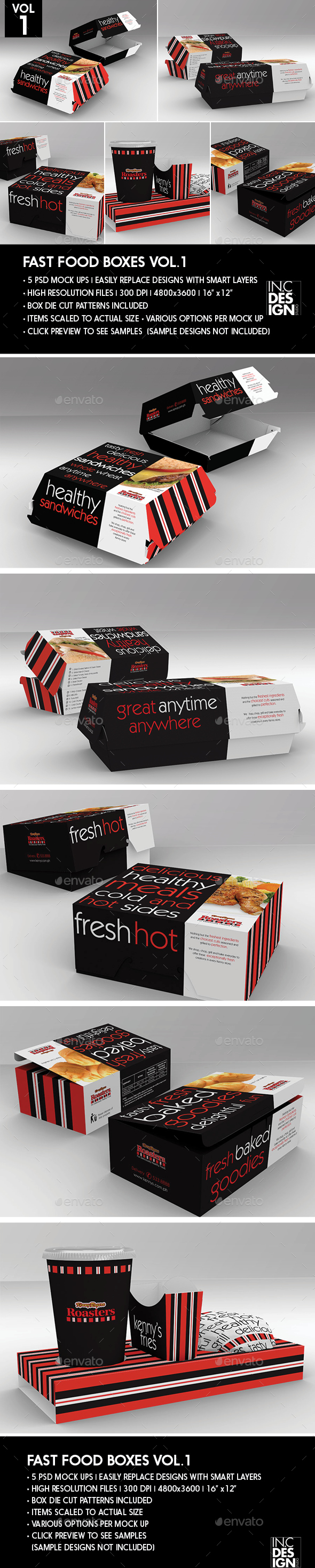 Fast Food Boxes Vol.1:Take Out Packaging Mock Ups