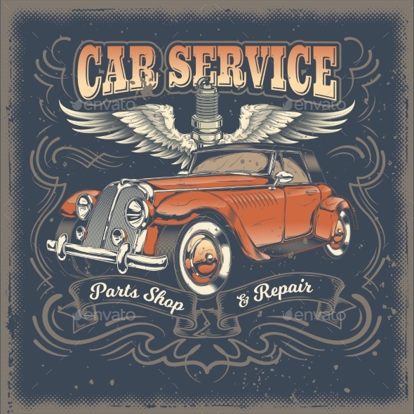 Vector Vintage Car Illustration