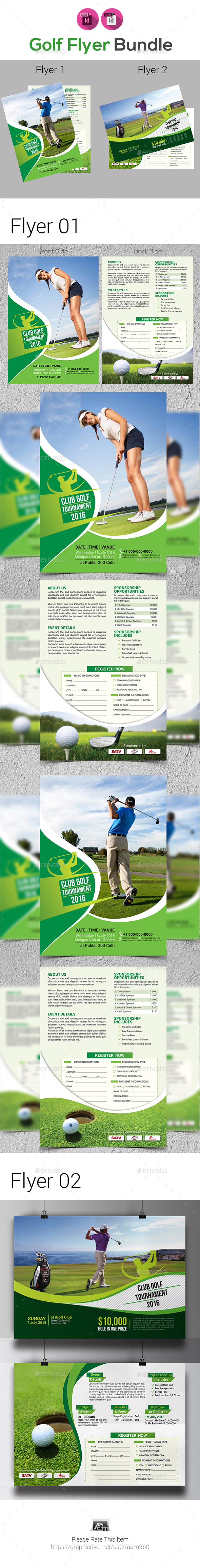Golf Tournament Flyer Bundle Template - Sports Events