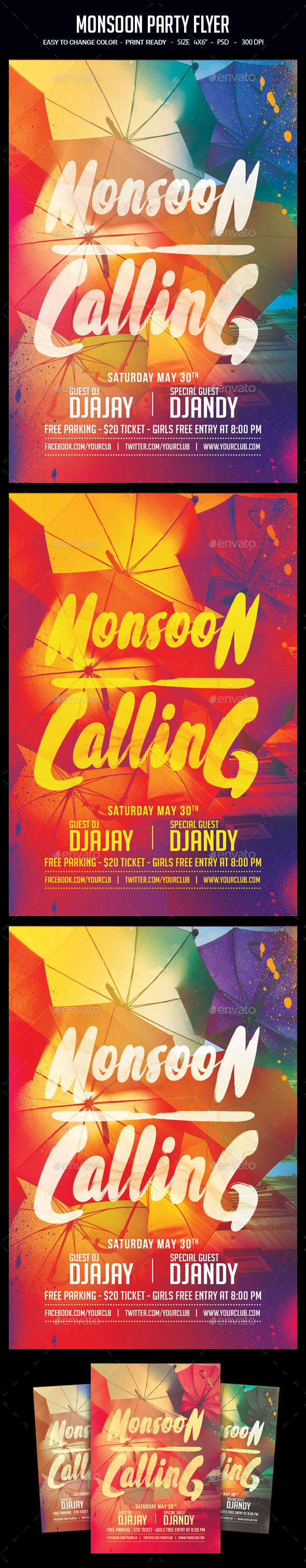 Monsoon Party Flyer - Clubs & Parties Events