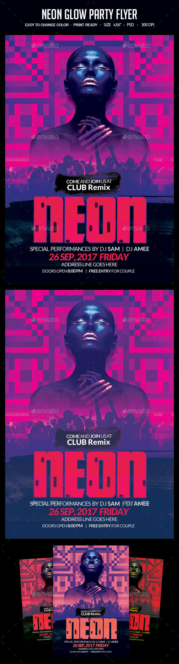 Neon Glow Party Flyer - Clubs & Parties Events