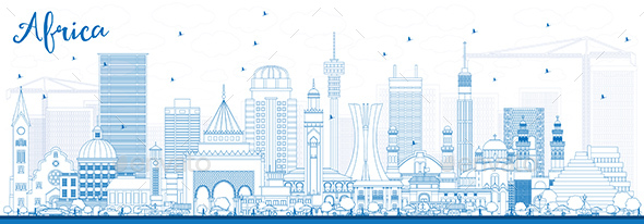 GraphicRiver Outline Africa Skyline with Famous Landmarks 20327334 GraphicRiver Outline Africa Skyline with Famous Landmarks 20327334