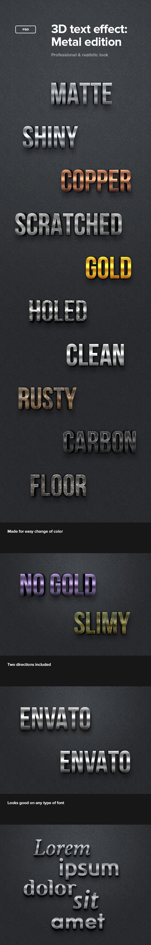 3D Text Effect: Metal Edition - Text Effects Styles