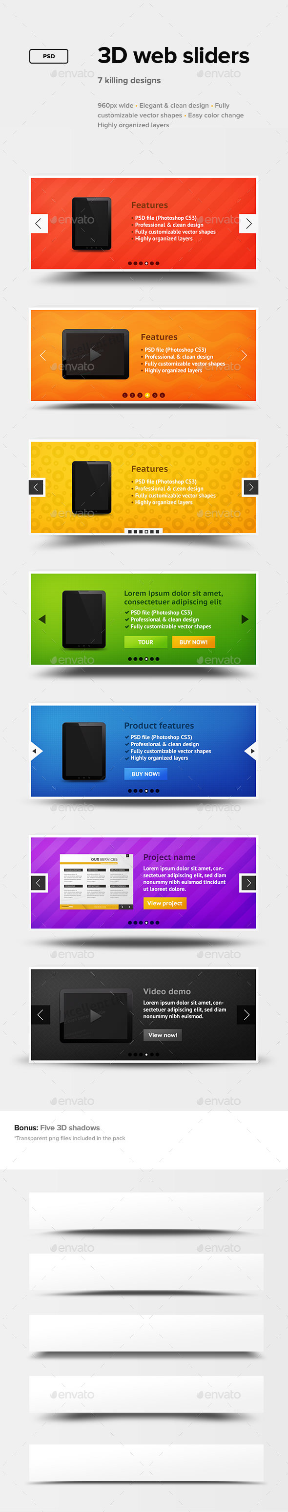 3D Web Sliders - Sliders & Features Web Elements