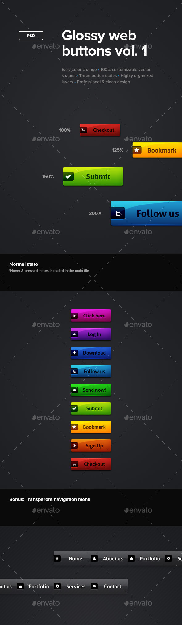 Glossy Web Buttons - Buttons Web Elements