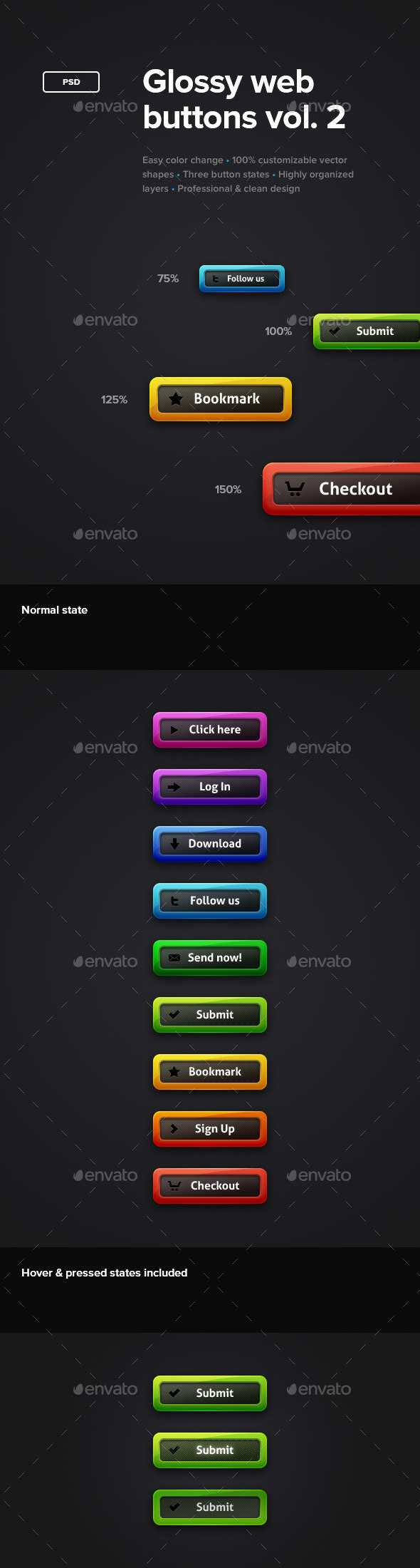 Glossy Web Buttons Vol. 2 - Buttons Web Elements