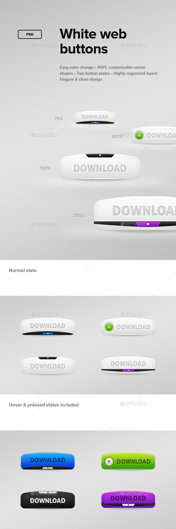White Web Buttons - Buttons Web Elements