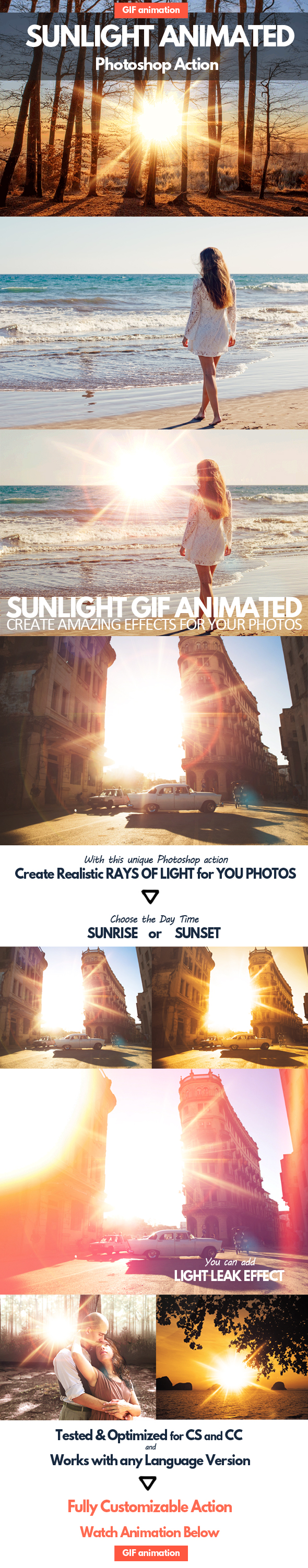 Sunlight Animated GIF Photoshop Action - Photo Effects Actions