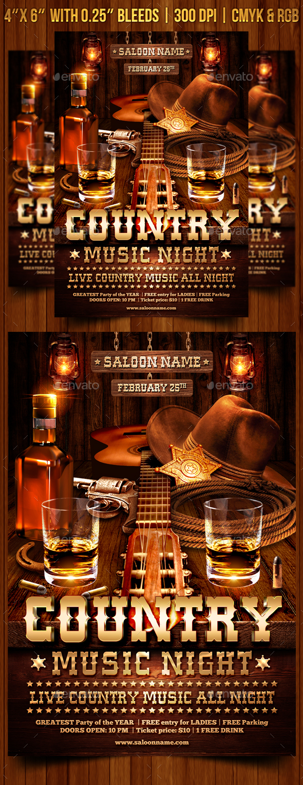 Country Music Flyer Template - Clubs & Parties Events