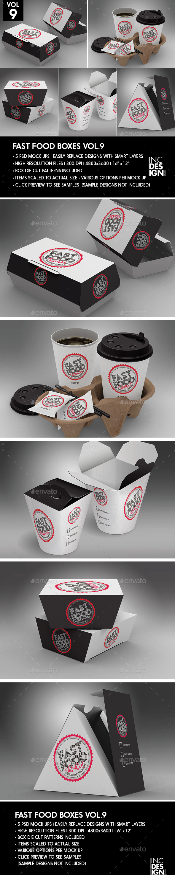 Fast Food Boxes Vol.9: Take Out Packaging Mock Ups