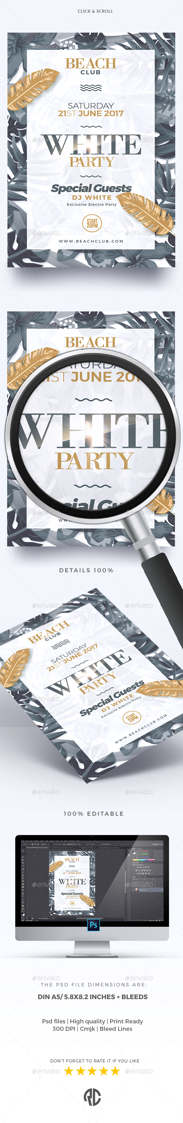 Classy White Party - Flyer Template - Clubs & Parties Events