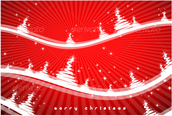 Christmas trees on snow waves - Christmas Seasons/Holidays