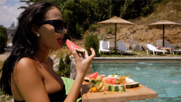 Eating Fruit in a Pool