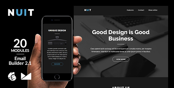 Nuit Email Template Black Edition + Online Emailbuilder 2.1