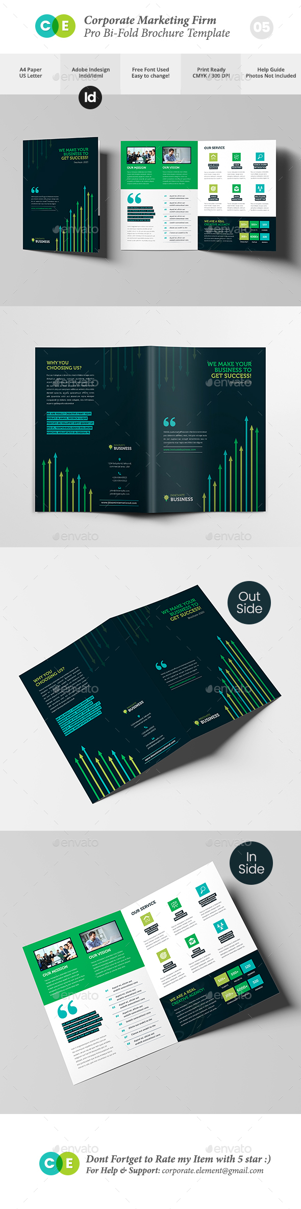 Corporate Marketing Firm Pro Bi-Fold Brochure V05 - Brochures Print Templates