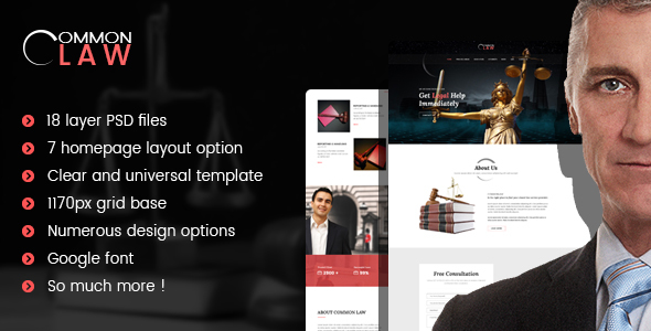 CommonLaw - Attorney & Lawyer PSD Template