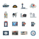 Airport icons set. Vector Flat icons set