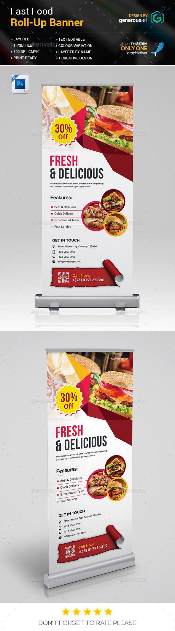 Fast Food Roll-up Banner - Signage Print Templates