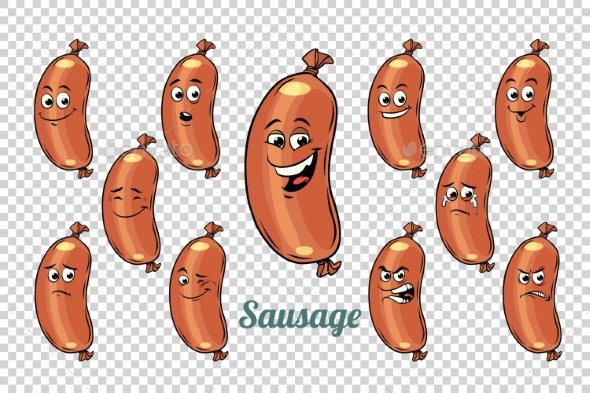 Sausage Emotions Characters Collection Set - Food Objects