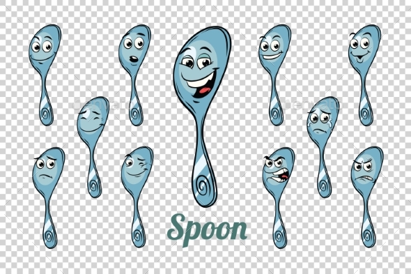 Spoon Emotions Characters Collection Set - Food Objects