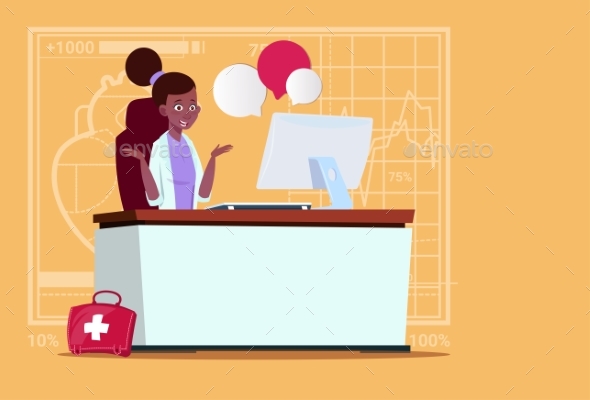 Doctor Sitting at Computer - Health/Medicine Conceptual