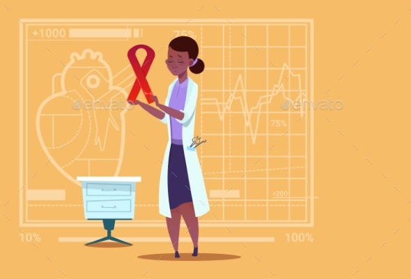 Doctor Holds Cancer Ribbon - Health/Medicine Conceptual