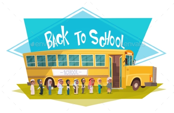 GraphicRiver Group Walking To Yellow Bus Riding 20337650 GraphicRiver Group Walking To Yellow Bus Riding 20337650