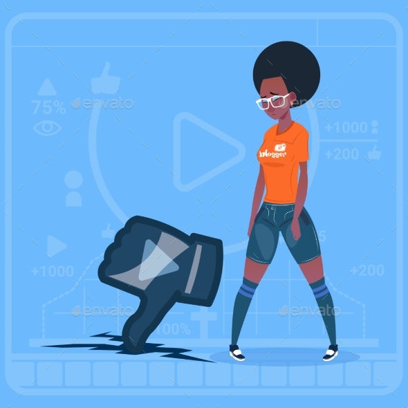 GraphicRiver African American Girl Hold Thumb Down Modern Video 20337699 GraphicRiver African American Girl Hold Thumb Down Modern Video 20337699
