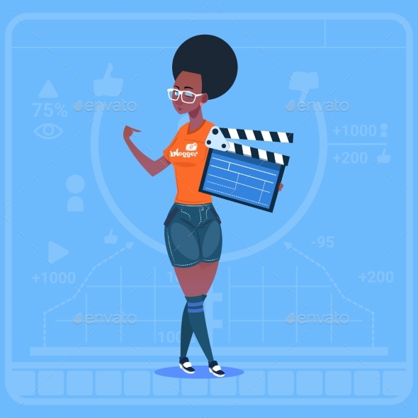 GraphicRiver African American Girl Holding Clapperboard Modern 20337700 GraphicRiver African American Girl Holding Clapperboard Modern 20337700