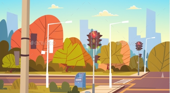 GraphicRiver Road Empty City Street With Traffic Lights 20337795 GraphicRiver Road Empty City Street With Traffic Lights 20337795