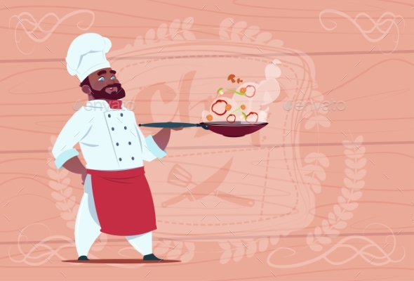 Chef Holding Frying Pan - Miscellaneous Vectors