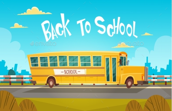 GraphicRiver Yellow Bus Riding Back To School 1 September 20338065 GraphicRiver Yellow Bus Riding Back To School 1 September 20338065