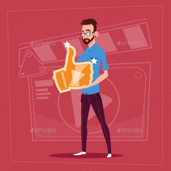 GraphicRiver Man Holds Thumb Up Modern Video Blogger 20338210 GraphicRiver Man Holds Thumb Up Modern Video Blogger 20338210
