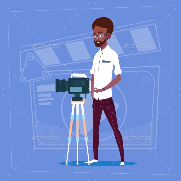 GraphicRiver Man Holding Camera on Tripod 20338229 GraphicRiver Man Holding Camera on Tripod 20338229