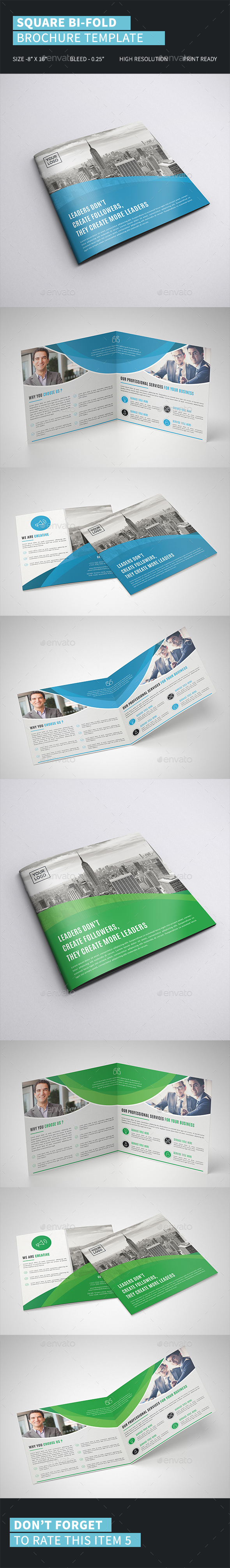 Square Bi-Fold Brochure Template - Corporate Brochures