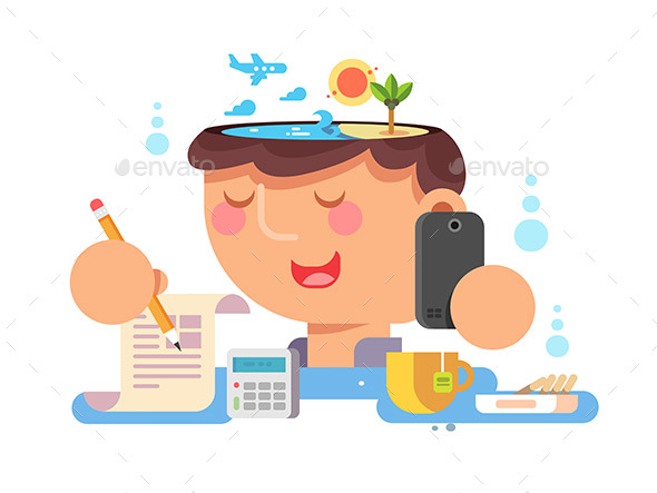 Thoughts in My Head. Vacation Planning - People Characters