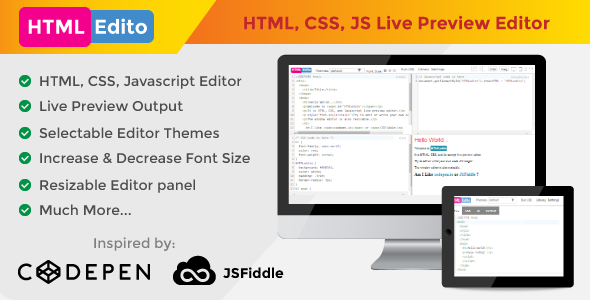 HTMLEdito - HTML, CSS, JavaScript Live Editor