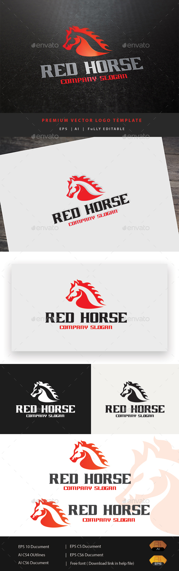 Red Horse - Animals Logo Templates