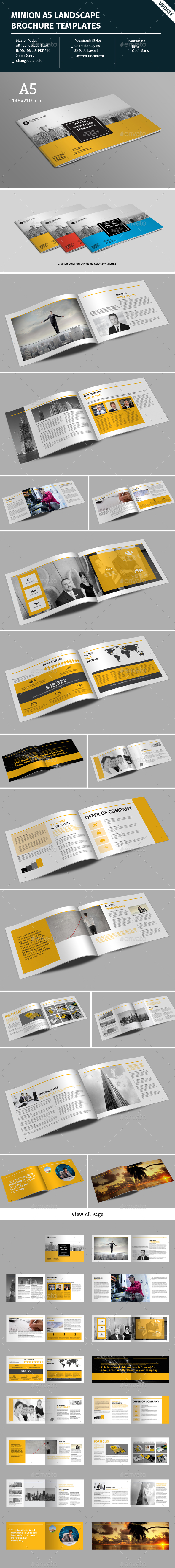 Minion A5 Landscape Brochure Template - Corporate Brochures