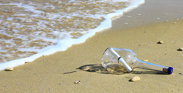 Letter In A Bottle On The Seashore