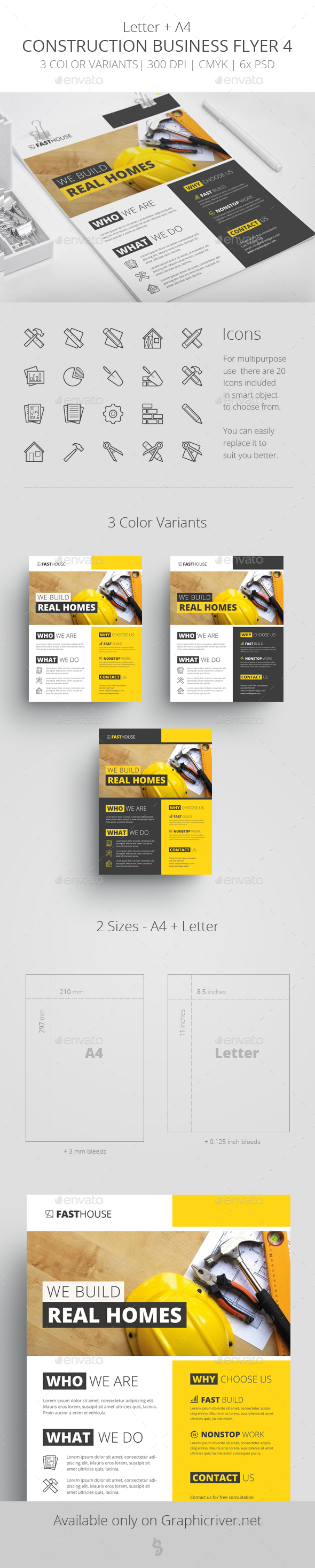 Construction Business Flyer 4 - Letter + A4 - Corporate Flyers