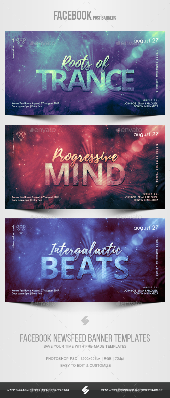 Electronic Music Party vol.26 - Facebook Post Banner Templates - Social Media Web Elements