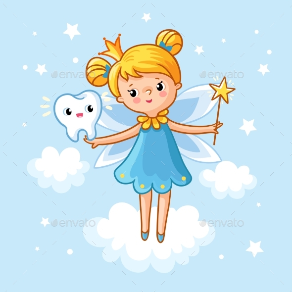 Lovely Fairy with a Tooth and a Magic Wand