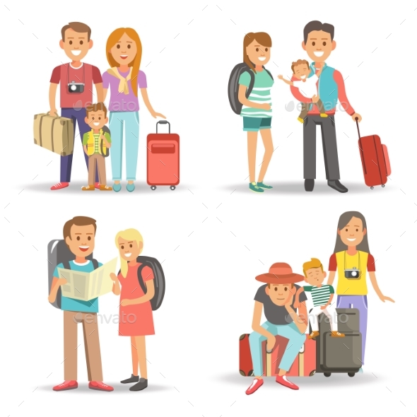 Traveling Family Children Summer Holiday Tourism - Travel Conceptual