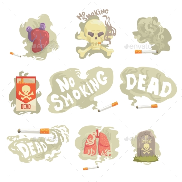 GraphicRiver Dangers and Risk From Smoking Set of Vector 20345500 GraphicRiver Dangers and Risk From Smoking Set of Vector 20345500