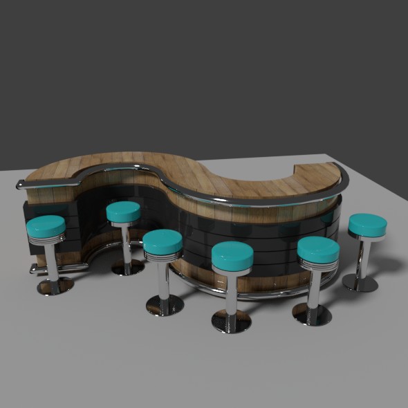 wooden bar counter - 3Docean 20345605