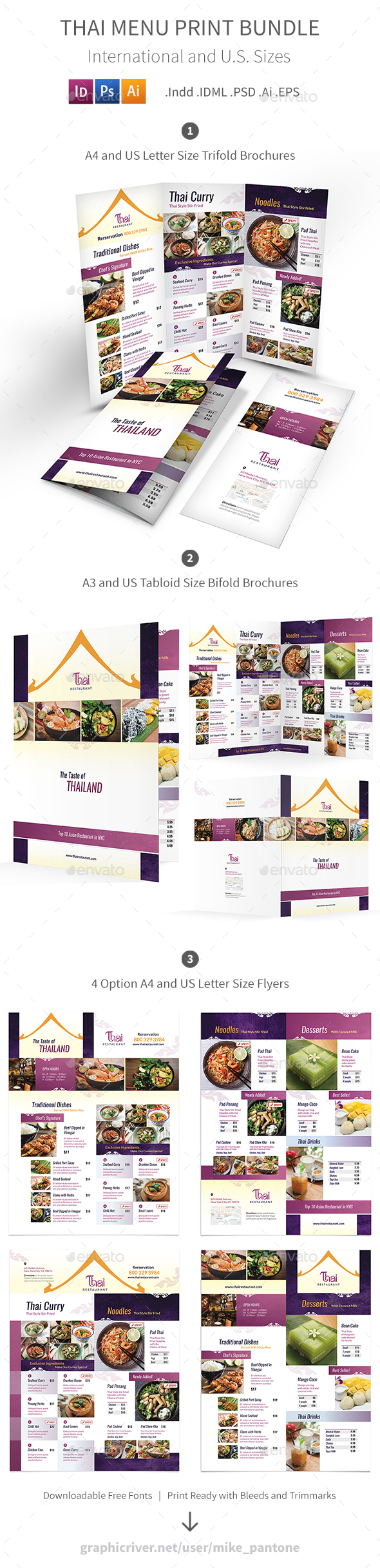 Thai Restaurant Menu Print Bundle 4 - Food Menus Print Templates