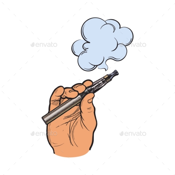 Male Hand Holding E-Cigarette - Miscellaneous Vectors